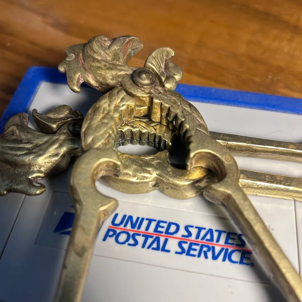 Vtg Lot of 2 Brass Nutcracker‎ Chicken rooster Head Bottle Opener Kitchen Tool